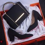 Dabador - Anfa shop - Pack 2 piéces sac et chaussures daim a talons - Noir